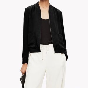 Theory Full Zip Bomber Silk Jacket